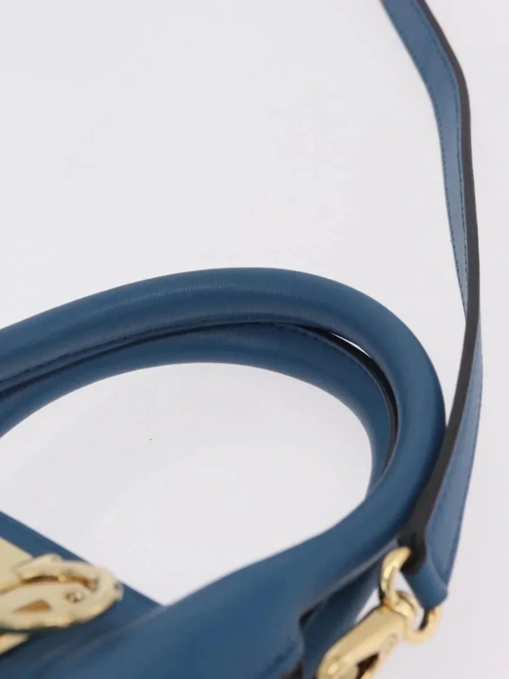 Salvatore Ferragamo Gancini Studio bag Bag Leather 2way Blue Gold Auth ka4871V